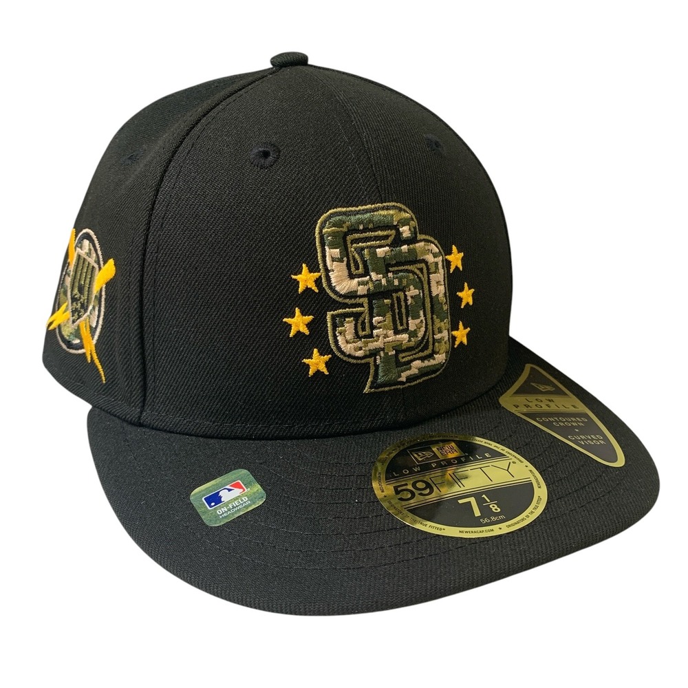 New Era San Diego Padres 59FIFTY Armed Forces Day Low Profile Black Hat 7 1/8
